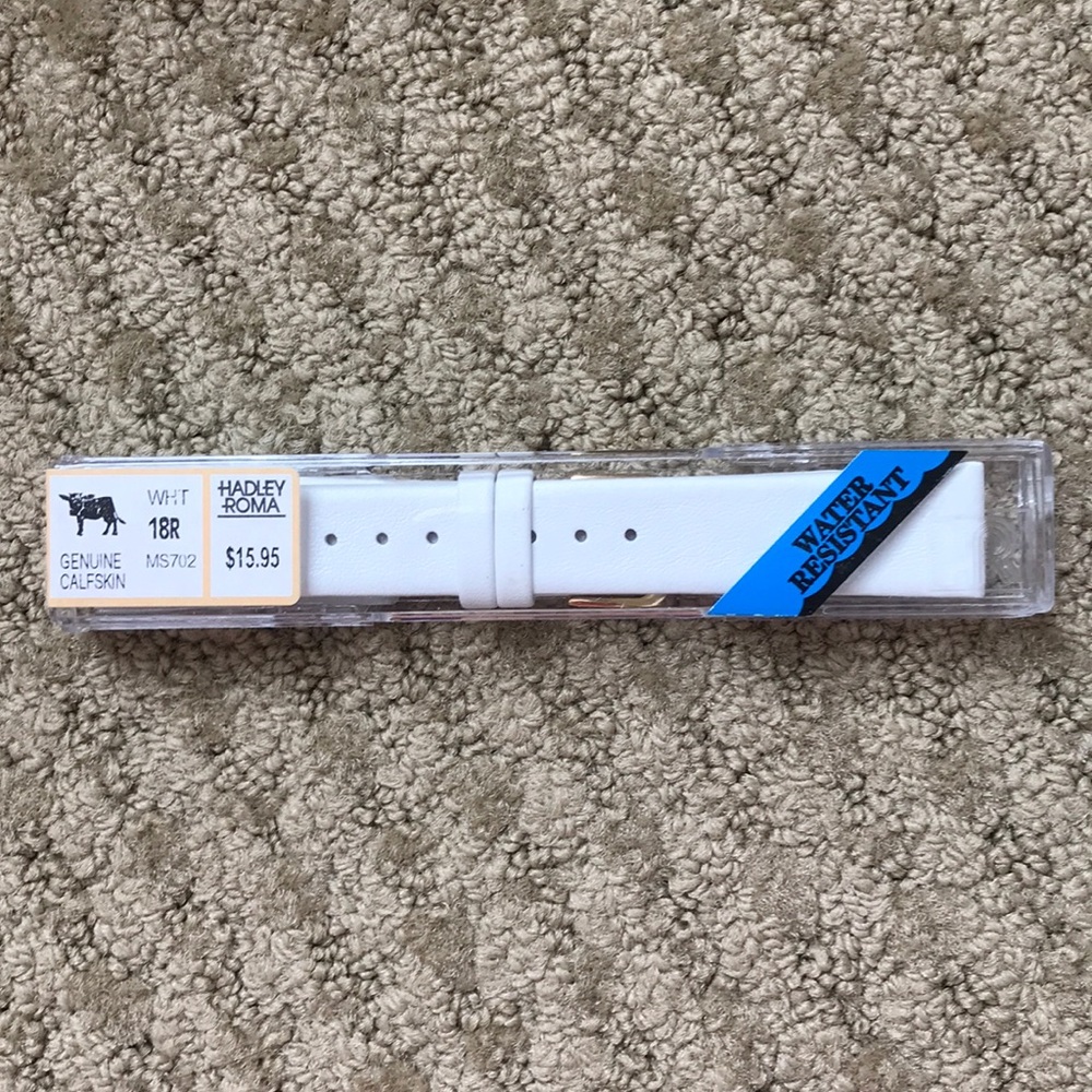 White Genuine Calfskin Watch Band